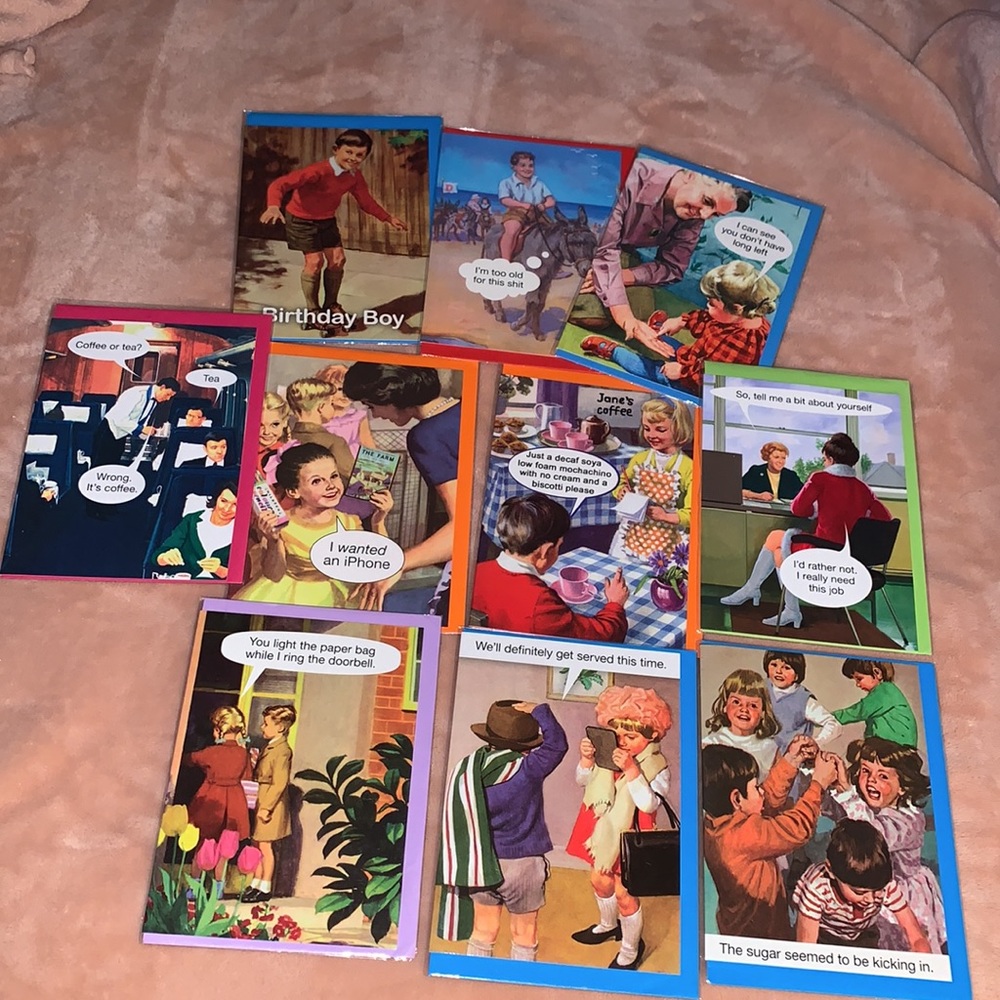 SET of 10 Retro Style Simon Spicer Greeting Cards